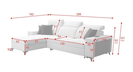 Narożnik z funkcją spania Kelly arktyczny błękit lewostronny pleciony komfort i funkcjonalność bok narożnika wykończony lamelami