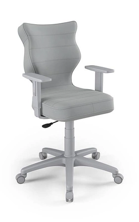 Krzesło do biurka Duo szary popiel dopasowane do wzrostu 159-188 cm ergonomiczne krzesło obrotowe z regulowanymi podłokietnikami
