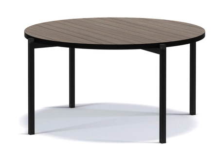 Stolik kawowy okrągły 84 cm Sampi captains deck ponadczasowy design solidna metalowa podstawa idealny stolik do każdej aranżacji