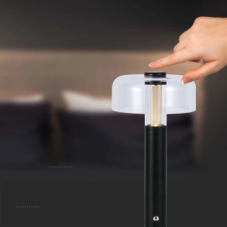 Lampka nocna Dapper czarna 1W 3000K elegancka lampa o wielu zastosowaniach idealna do sypialni biura i salonu metalowa podstawa