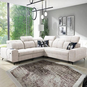 Narożnik z funkcją spania Buffalo III kremowy lewostronny komfortowy narożnik o estetycznym wykończeniu z pojemnikami na pościel