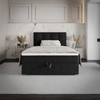 Łóżko kontynentalne Flint 120x200 czarne w nowoczesnym skandynawskim stylu z tapicerowanym zagłówkiem łóżko z pojemnikiem