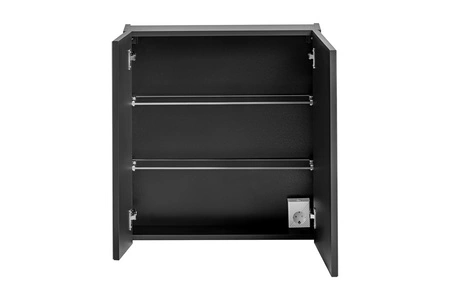 Szafka łazienkowa wisząca z lustrem Santa Fe 60 cm czarna elegancka szafka doskonale uzupełniająca aranżację łazienki