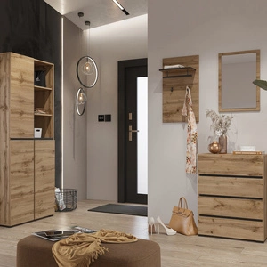 Zestaw mebli do przedpokoju Cross dąb wotan nowoczesny design funkcjonalna oraz praktyczna garderoba do przedpokoju