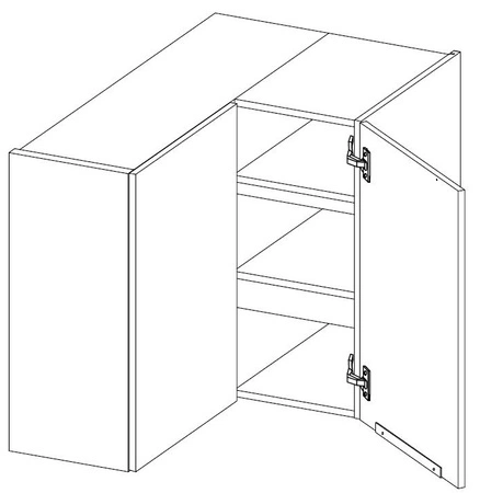 Szafka kuchenna narożna wisząca Antri 60x60 GN-72 2F lamelowy front szafka odporna na działanie wilgoci i uszkodzenia