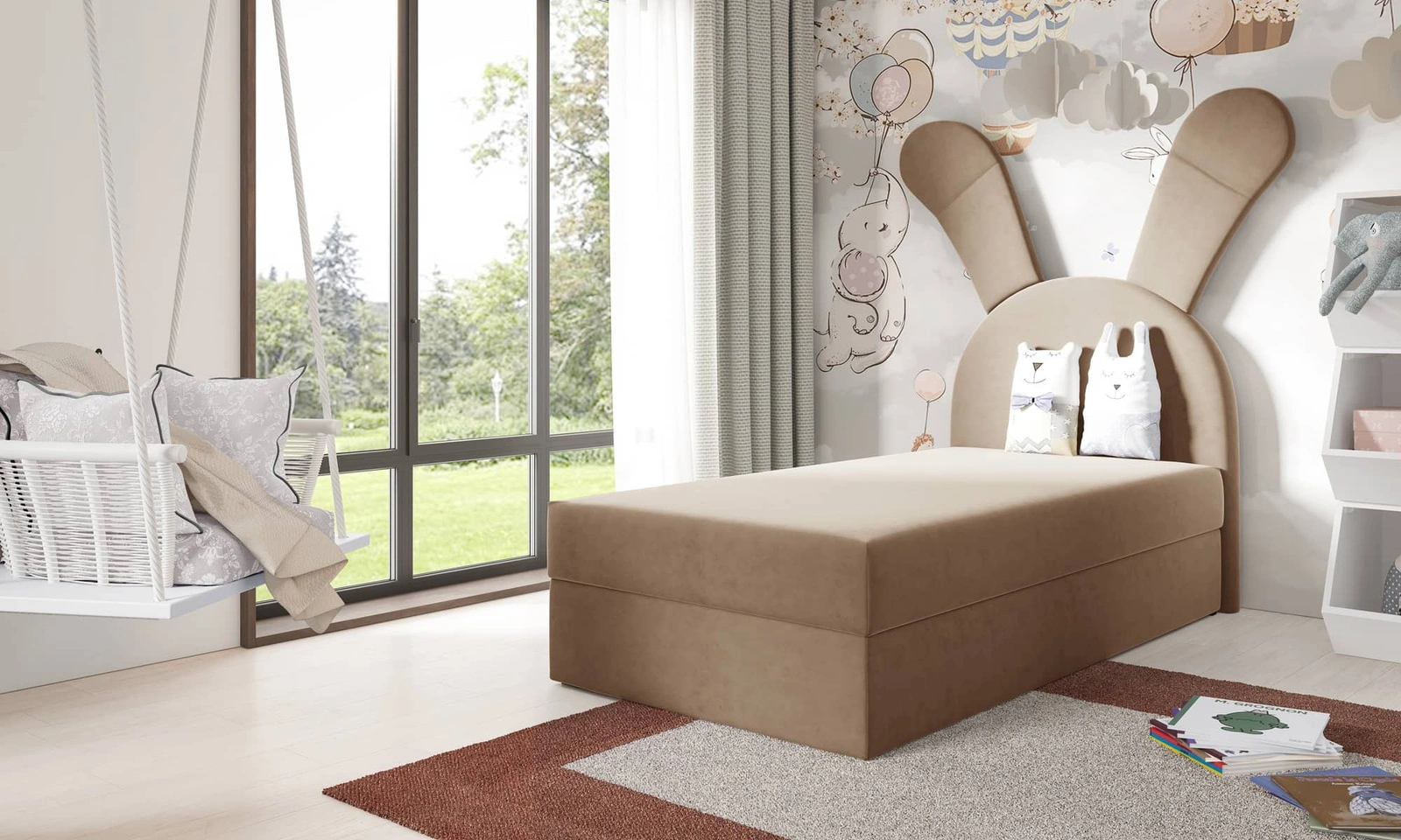 Łóżko kontynentalne Beti 100x200 w kolorze jasny brąz Magic Velvet 2206