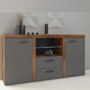 Komoda z szufladami Rene 156 cm dąb lefkas / grafit designerski i komfortowy mebel do nowoczesnych oraz funkcjonalnych wnętrz