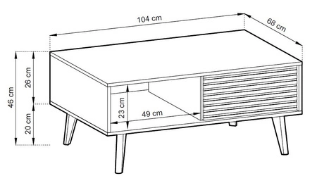 Stolik kawowy Saipan czarny / dąb artisan z szufladami elegancka forma nowoczesny design blat odporny na rozlane ciecze