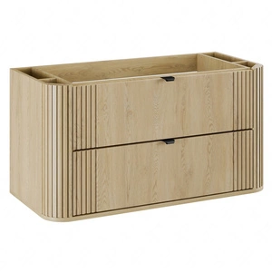 Szafka pod umywalkę Ovalia Cremona 100 cm dąb cremona elegancka szafka do łazienki o zaoblonym kształcie wyraziste pionowe ryflowania