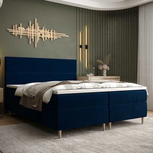 Łóżko kontynentalne Bing 160x200 granatowy w nowoczesnym skandynawskim stylu z charakterystycznym wezgłowiem