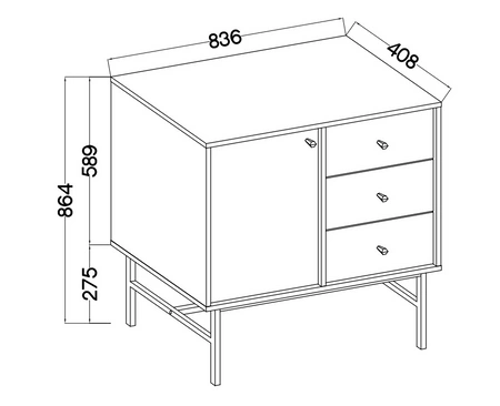 Komoda z szufladami Kioto III 84 cm beżowa nowoczesny design subtelne złote uchwyty metalowy stelaż idealna komoda do salonu