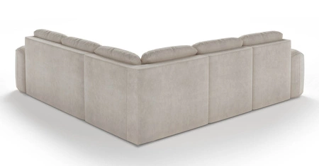 Narożnik z funkcją spania Arbon III kremowy lewostronny wyjątkowo stylowy narożnik z pojemnikiem na pościel unikalny obły kształt