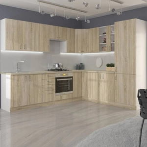 Zestaw mebli kuchennych narożny Sold 270x230 cm niepowtarzalny styl szafek dopasuje się do wnętrza każdej kuchni