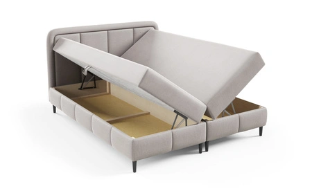 Łóżko kontynentalne Monte 160x200 ciemny szary stylowe łóżko do sypialni pojemniki na pościel wezgłowie o zaoblonym kształcie