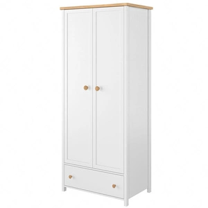 Szafa Story 85 cm biały / dąb nash modna szafa doskonała do pokoju młodzieżowego wyposażona w dwa drążki na ubrania wiszące