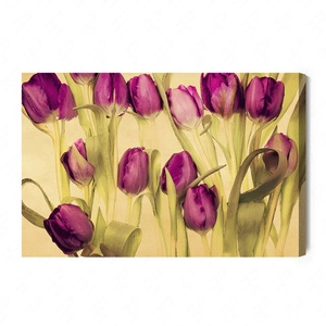 Obraz na płótnie tulipany w stylu retro 100x70 cm ponadczasowa ozdoba wnętrza obraz w wyrazistej kolorystyce wysoka jakość wykonania