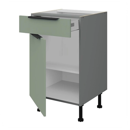 Szafka kuchenna stojąca z szufladą i półką Treviso Ant 50 D 1F 1S BB fronty szafki kuchennej wykończone w technologii anti fingerprint