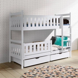 Łóżko piętrowe Janek 2 osobowe 90x190 cm głębokie szuflady wysuwane na kółkach zajmuje przestrzeń łóżka pojedynczego