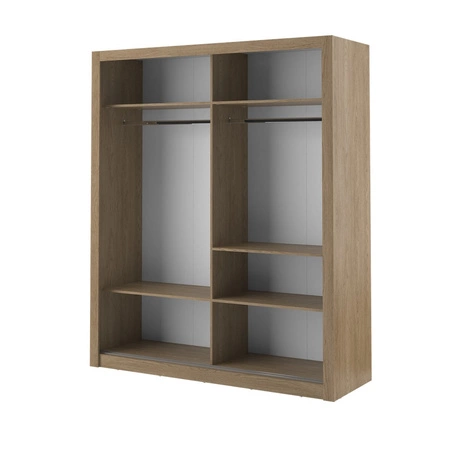 Szafa przesuwna z lustrem Arti 180 cm dąb shetland pojemna szafa do przedpokoju drzwi szafy wykończone lustrami w ciekawej konfiguracji