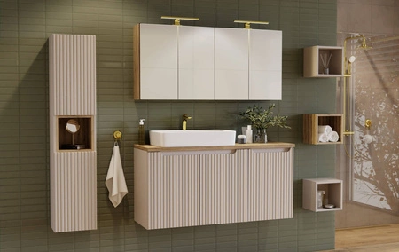 Szafka pod umywalkę Nova 80 cm beżowa funkcjonalna szafka do łazienki gustowne frezowane uchwyty odporność na działanie wilgoci