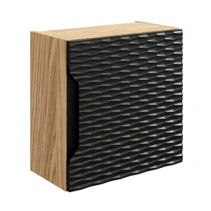 Szafka łazienkowa wisząca Ocean 35 cm dąb olejowany / czarny szafka do łazienki stylowe wykończenie poziome ryflowanie w kształcie fal