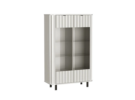 Zestaw mebli do salonu Novado biel alpejska stylowe meble o ponadczasowej elegancji z frezowanymi frontami czarne metalowe dodatki