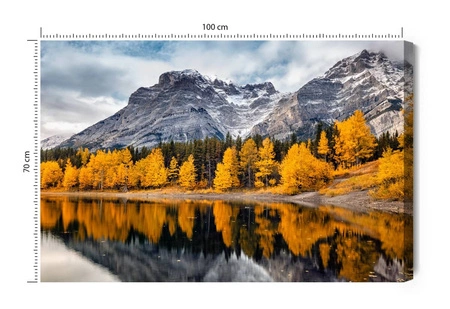 Obraz na płótnie jesień w górach 100x70 cm ponadczasowa ozdoba każdego wnętrza obraz w wyrazistej kolorystyce wysoka jakość wykonania