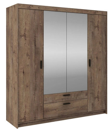 Szafa z lustrem Rene 176 cm dąb lefkas nowoczesny design stylowe uchwyty w kolorze czarnym