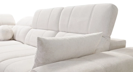 Narożnik z funkcją spania Penejos VIII ciemny beżowy prawostronny stylowy narożnik rozkładany wykonany z wytrzymałej tkaniny