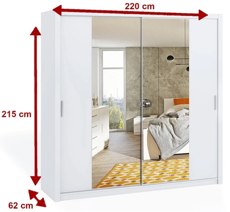 Szafa przesuwna z lustrem Rico 220 cm dąb artisan funkcjonalny mebel w stylu klasycznym szafa dedykowana do sypialni lub przedpokoju