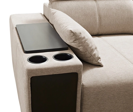 Narożnik z funkcją spania Tesalia IV Lux szary popiel prawostronny narożnik z wysuwanym podnóżkiem oraz funkcją przesuwanego oparcia