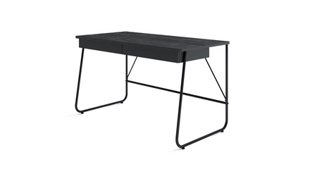 Biurko Match 135 cm czarne idealne biurko z szufladami do domowego biura lub pokoju nastolatka designerska metalowa podstawa