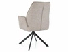 Krzesło tapicerowane Hugo Brego jasny beż nowoczesne krzesło obrotowe z metalowymi nogami stylowe krzesło kubełkowe