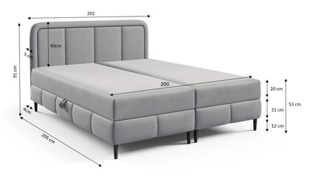 Łóżko kontynentalne Monte 200x200 zielone komfortowe łózko z eleganckim zaoblonym wezgłowiem doskonała propozycja do dużej sypialni