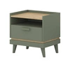 Szafka nocna Scandia zielona / dąb olejowany nowoczesny design szafki z szufladą osadzonej na wysokich nogach idealna do sypialni