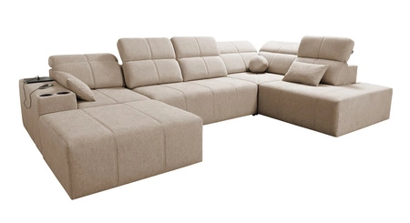 Narożnik z funkcją spania Tesalia VI szary popiel lewostronny nowoczesny i komfortowy narożnik z funkcją przesuwanego oparcia