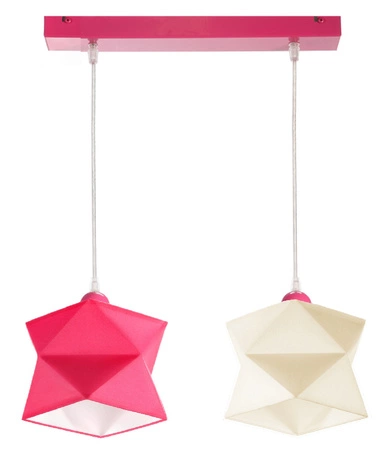 Lampa wisząca podwójna Quasar designerska lampa sufitowa do salonu z bawełnianym abażurem i metalową podstawą