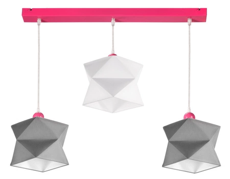 Lampa wisząca potrójna Quasar designerska lampa sufitowa do salonu z bawełnianym abażurem i metalową podstawą