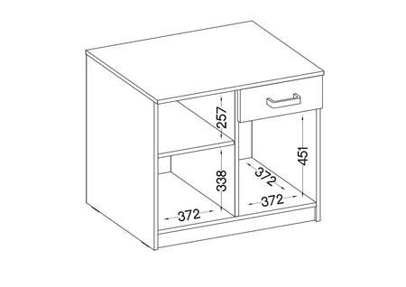Komoda z szufladą Makana 80 cm jasny szary / dąb artisan funkcjonalny mebel do biura gabinetu lub pokoju młodzieżowego