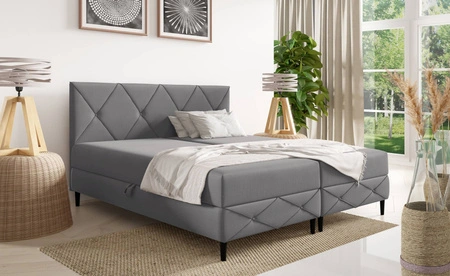 Łóżko kontynentalne Noren 200x200 ciemny szary nowoczesna forma łóżka klasyczne pikowanie na wezgłowiu idealne do przestronnej sypialni