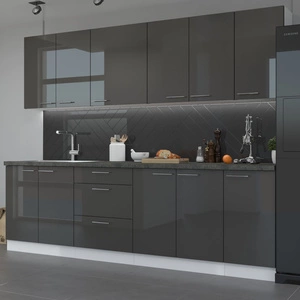 Zestaw mebli kuchennych Milo 260 cm fronty w połysku niepowtarzalny design szafek dopasuje się do wnętrza każdej kuchni