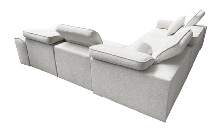 Narożnik z funkcją spania Viano III zielony prawostronny stylowy narożnik z pojemnikami na pościel doskonały do nowoczesnych wnętrz