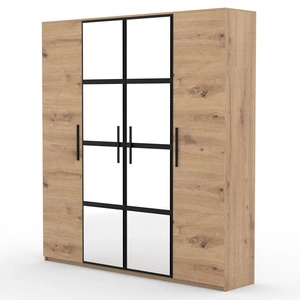 Szafa z lustrem Malen 205 cm dąb artisan oryginalny design minimalistyczne uchwyty idealna szafa do sypialni lub do przedpokoju