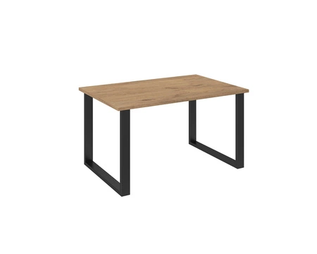 Stół Taunton 138x90 cm dąb lancelot / czarny prosta forma mebla wzbogacona o stylowe czarne nogi w stylu loftowym blat odporny na rozlanie cieczy