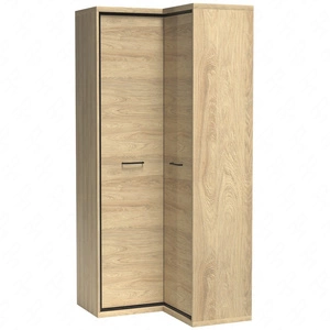 Szafa narożna Mediolan hikora gustowny design szafy wzbogacony o stylowe czarne dodatki idealna szafa do sypialni lub garderoby