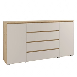 Komoda z szufladami Simple 184 cm dąb artisan / beżowy funkcjonalna i pojemna komoda do salonu lub sypialni prosta konstrukcja