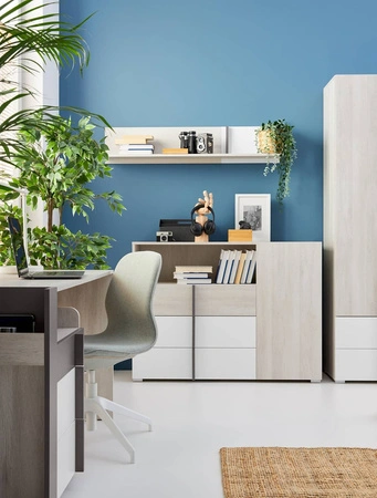 Komoda z szufladami Remona 120 cm dąb wilton biały / biały idealna komoda do pokoju nastolatka bardzo użytkowa posiada nowoczesny wygląd