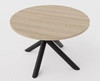 Stół okrągły Lyon 110 cm dąb lindberg / czarny designerski stół do jadalni osadzony na metalowych nogach typu pająk regulacja wysokości
