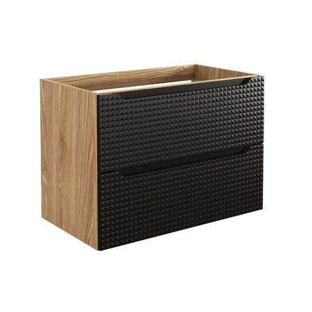 Szafka pod umywalkę Luxor 80 cm dąb olejowany / czarny nowoczesny design szafki ciekawe trójwymiarowe ryflowania na frontach