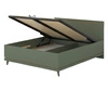 Łóżko Scandia 160x200 cm zielone z pojemnikiem na pościel nowoczesny styl łóżko na wysokich nogach do sypialni